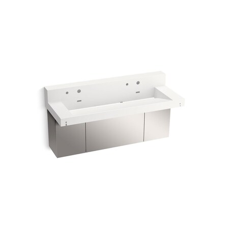 Kohler 60In Wall-Mount Trough Lavatory System With Backsplash In Iconic White 81027-BSS-KEW